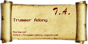 Trummer Adony névjegykártya